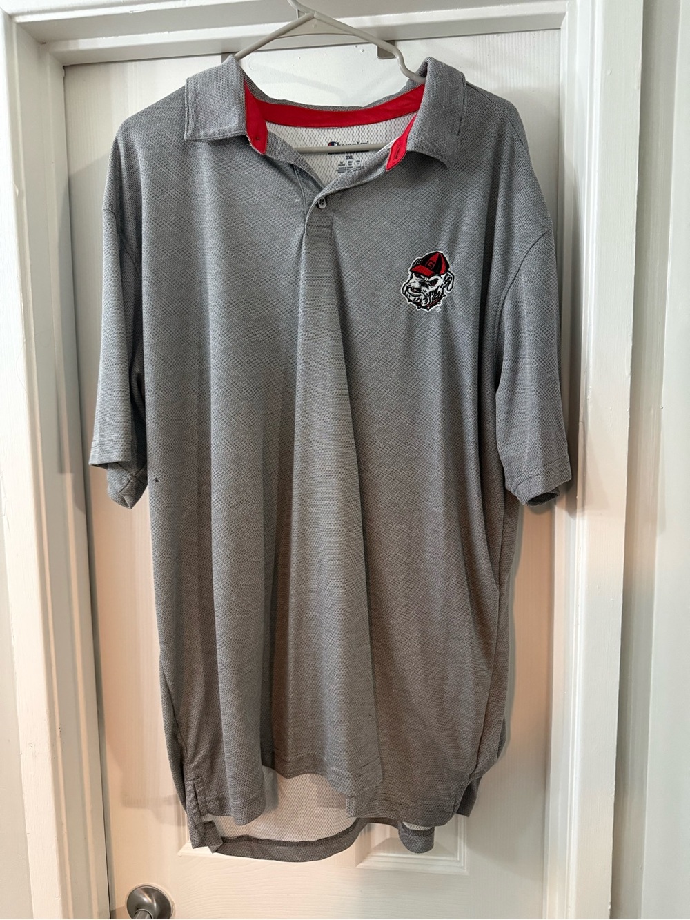Men's Champion University of Georgia Gray Polo Shirt with Red Accent
